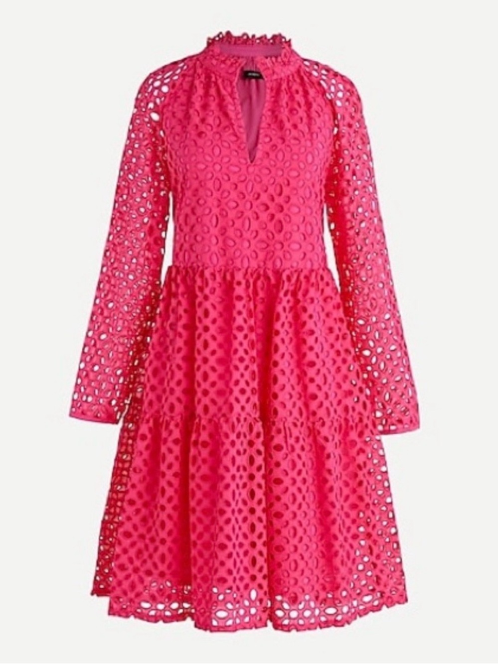 J. Crew Hot Pink Tiered Popover Dress